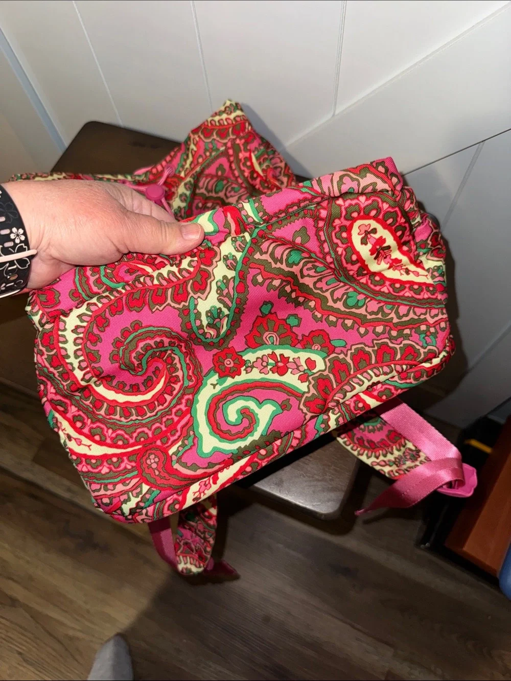 Vera Bradley Capri Pink Paisley Drawstring Backpack